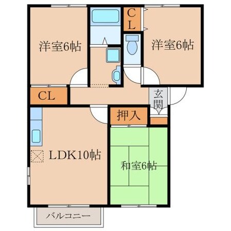 プライムコートハナブサ　Ｂ棟の物件間取画像